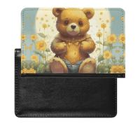 Flower And Bear Passport Holder & Travel Wallet Passport Cover Protector Essentials with Credit Card Slots