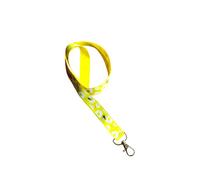 Flower and Bees Print Ribbon Lanyard - 1" Grosgrain Neck Strap with Lobster Clasp - Floral Badge Holder or Keychain - Individual or Bundle Pack (2cm Wide Grosgrain Bees on Yellow)