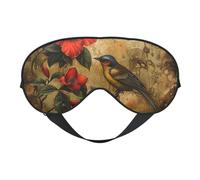 Flower and Bird Art Print Soft Eye Mask with Adjustable Strap Sleep Shade Cover for Airplane Travel Nap