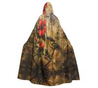 Flower And Bird Art Print Unisex Adults Hooded Cloak Cape,Hooded Robe Cloak,Oversized Hood Cloak,Halloween Cloak
