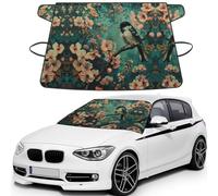 Flower and Bird Art Printed Car Windshield Cover for Ice and Snow, Premium Windshield Snow Cover, Sun Protection, Universal Fit for All Weather Conditions