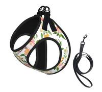 Flower And Bird Print Harness Leash Set For Cats And Dogs, Reflective Adjustable, Soft Breathable Mesh Vest With Escape-Proof Lead, For Small Pets And Kitten Puppies