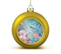 Flower and Bird Style Christmas Ball Ornaments - Shatterproof Plastic Vintage Rustic Xmas Tree Decorations Pendant for Family Holiday Wedding Party Xmas Hanging Decoration