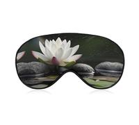 Flower and Black Zen Stones Sleep Mask Soft Comfortable Eye Mask with Adjustable Strap Eye Cover Eye Shade for Men Women Work Travel