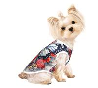 flower and butterfly Print Lightweight Dog Vest, Cat Sleeveless Shirt, Breathable Mesh Design for Summer Walking and Play