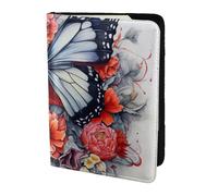 Flower And Butterfly Print Stylish Men Women 5.5 Inch Passport Travel Document Wallet For Secure Storag, Black, One Size