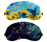 Flower and Butterfly with Sparkle Trail Dreamlike Background 2-Pack Light-Blocking Soft Breathable Eye Masks with Eye Patches and Sleep Masks