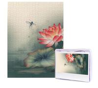 Flower and Dragonfly Puzzle for Adults 500 Pieces Personalized Jigsaw Puzzles from Photos, Challenging Puzzle Perfect for Game Nights, Wooden Puzzles Gift for Holiday Birthday