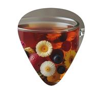 Flower and fruit tea printed guitar picks, 12-piece set with thin, medium, and thick styles, comes with a storage case