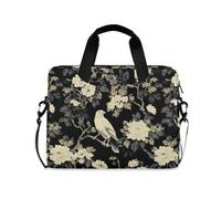 Flower and Hawk Cream Black Laptop Sleeve Case Waterproof Sleeve for Laptop messenger bags for Work Journey with Strap Handle, 13 14 15.6 inch