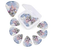 Flower and House Guitar Picks 12 Pack 3 Different Thickness Celluloid Guitar Plectrums with Guitar Pick Storage Box Personalized Guitar Pick for Acoustic Guitar Picks