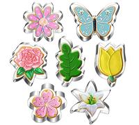Flower and Leaf Cookie Cutter Set-7 Piece-Daisy, Lily, Rose, Tulip, Oak Leaf and Butterfly Fondant Biscui Cutters