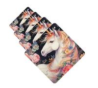 Flower And Unicorn 4 Pcs Car Air Freshener Lavender Hanging Scented Cards Automotive Scented Hanging Sheets Square For Car Home Office Closet Bathroom