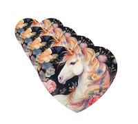 Flower And Unicorn 4 Pcs Car Air Freshener Lavender Hanging Scented Cards Automotive Scented Hanging Sheets Heart Shape For Car Home Office Closet Bathroom