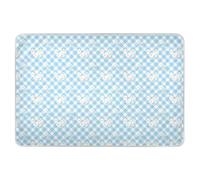 Flower and Whites Blue Ginghams Extra Large Resuable Potty Training Pee Pad Waterproof Washable Diaper Changing Mat Breathable Diaper Pads for Kids Bedwetting 52" L x 34" W