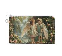 Flower Angels Coin Purse Fashion Canvas Pouch Portable Wallet Makeup Bag for Men Women