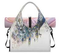 Flower Animal Peacock Sports Duffel Bag for Women Men Weekend Overnight Bag with Shoe Compartment Shoulder Tote Luggage Bag for Yoga Gym Travel