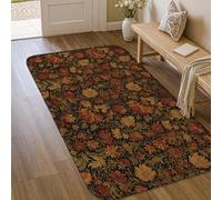 Flower Area Rug, Autumn Traditional Leaf Petal Fall Gold Low Pile Foam Doormat Throw Rug Edge Binding Entryway Bathroom Kitchen Doorway Decor 3' X 5'