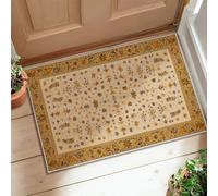 Flower Area Rug, Floral Traditional Leaf Petal Fall Yellow Non-Slip Backing Doormat Throw Rug Edge Binding Bathroom Doorway Entryway Bedside Decor 2' X 3'
