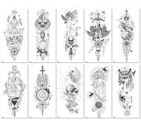 Flower Arm Tattoo Stickers Clavicle Chest Black And White Wild Flower Tattoo Stickers Waterproof120*230mm