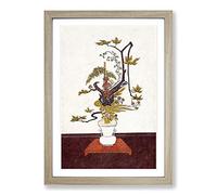 Flower Arrangement by Harunobu Suzuki Framed Print | A2 Oak Framed Wall Art | Ready to Hang | Modern Floral Picture | Living Room Bedroom Lounge Office