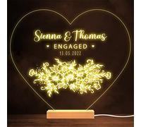 Flower Arrangement Heart Engagement Personalised Gift Warm Lamp Night Light