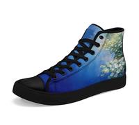 Flower Art High Top Canvas Sneakers Lace Up Classic Casual Walking Shoes Fashion Ladies Girls Flat Running Trainers