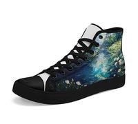 Flower Art High Top Canvas Sneakers Lace Up Classic Casual Walking Shoes Fashion Ladies Girls Flat Running Trainers