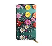 flower art Print Leather Long Clutch Wallet – Fashionable Personalized Wallet, Multiple Card Slots, Gift Ready, Black, One Size, Black, One Size