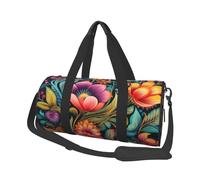Flower Art Print Travel Duffel Bag, Lightweight Sports Gym Bag with Shoulder Straps for Women Men Teen ravel Business Trip