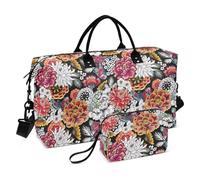 Flower Asian Traditional Patterns Japanese Painted Duffel Bag Weekender Travel Overnight Bag Large Gym Bag with Adjustable Strap for Airplane Traveling Multifunctional