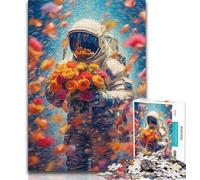 Flower Astronaut Jigsaws Puzzles 1000 Pieces for Teenagers Gifts,for Educational Game Challenge Toy Unique Home Decor And Gifts 38x26cm