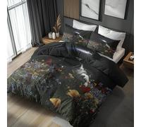Flower Astronaut King Size Duvet Cover Sets - Space Universe Fantasy Bedding & Bedroom Decor, Super Soft Microfiber Quilt Cover and 2 Pillowcases, with Zip, Reversible Design (J63&b)
