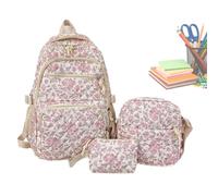 Flower Backpack for Women Bookbag with Floral Shoulder Bag and, pink, See | Backpack with aesthetic print for school, commuting, university, travel, office, outdoor, leisure, camping