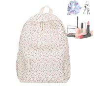 Flower Backpack - Printed Nylon Student Bag | Floral School Bag Multi Pocket Storage Bag Fashion Utility Backpack Style Practical Everyday Organizer for Leisure Brew, a, see description, See
