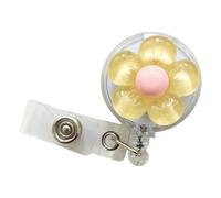 Flower Badge Holder Retractable Badge Holder with Metal Belt Clip ABS Keychain Accessory for Office Worker Recyclable Strap