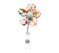 Flower Badge Reel Holder Retractable Clip Cute Floral Badge Reels Decorative Daisy ID Clip for Nurses Medical Assistant Hospital Women - Spring Green