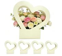 Flower Bag - 5-Piece Waterproof Portable Foldable | Heart-Shaped Flower Arrangement Bouquet Holder With Handles | For Girls Wife Girlfriend Mom Valentines Birthday Mothers Day Wedding Party