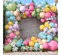 Flower Balloon Arch Kit, 122Pcs Hot Pink Pastel Blue Dusty Green Macaron Orange Lavender Purple Yellow Matte Balloons for Girls Floral-themed Party Boho Baby Shower Wedding Birthday Decorations