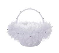 Flower Basket for a Wedding Ceremony White Faux Flowers Candy Gift Bag for Banquet Holidays Daily Use