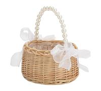 Flower Basket in - Wedding Basket with Pearl Handles | Romantic Wedding Decorations with Flowers, Hand-Woven Easter Basket for Toys, Snacks, Items
