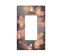 Flower Bathroom Single Rocker Light Switch Cover, Floral Romantic Swirl Petal Spring Peach Plastic Standard Size Decorative Wall Plates for Bedroom Office Kitchen Entrance Decor