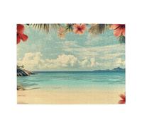 Flower Beach In Summer Wooden Puzzle 500 Piece Jigsaw Puzzle for Adults Challenging Puzzle for Game Size 15"x20.4"