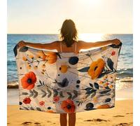 Flower Beach Towel 150x100 Sand Resistant Quick Dry, Beige Beach Towels Oversized 60 x 40 Inch Portable Comfortable als Bath Towels for Yoga Pool Picnic Blankets Travel Essentials Gifts XTLS-3909