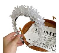 Flower Beaded Winding Three-dimensional Headband Hair Accessories Women Crystal Pearl Braided Hairbands Cute Hair Hoop For Women Girls(WHITE)
