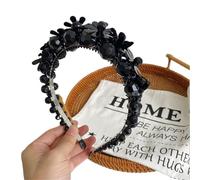 Flower Beaded Winding Three-dimensional Headband Hair Accessories Women Crystal Pearl Braided Hairbands Cute Hair Hoop For Women Girls(Black)