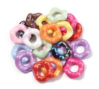 Flower Beadsfor Jewelry Making 200Pcs 16mm Wave Wreath Spacer Beads Colored Flower Ring Acrylic for Decoration Making DIY Handmade Crafts Accessories(Style 1)
