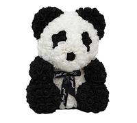 Flower Bear, 9.84 Inches / 25 cm Artificial Rose Flower Bear with Heart/Bow, Handmade Panda Doll for Valentine's Day, Birthdays, Bridal Showers, Mother's Day