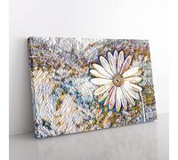 Flower Beautiful White Daisy Modern BG Canvas Wall Art Print Ready to Hang, Framed Picture for Living Room Bedroom Home Office Décor, 76x50 cm (30x20 Inch)