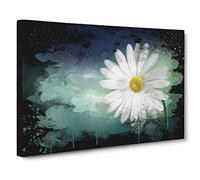 Flower Beautiful White Daisy Modern CB Canvas Print | Gallery Wrapped 30mm Frame Wall Art | 30x20 inches | Ready to Hang | Modern Floral Picture | Living Room Bedroom Lounge Office